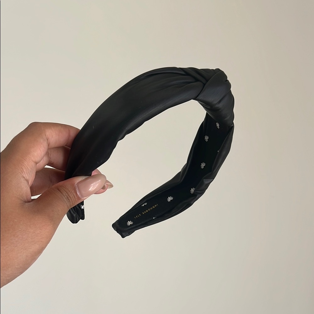 Lele Sadoughi Black Leather Knotted Headband